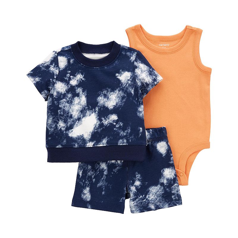 Baby Carters 3-Piece Tie Dye Top & Shorts Set, Infant Unisex, Size: 12 Mon
