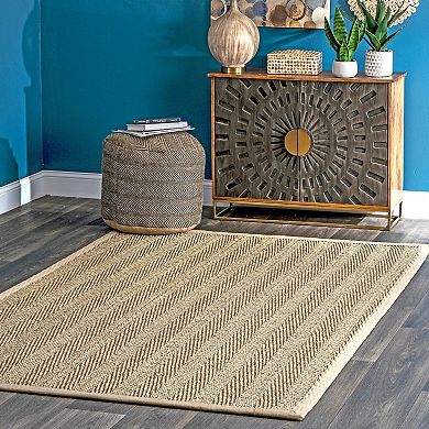 nuLOOM Larnaca Seagrass Herringbone Indoor/Outdoor Area Rug