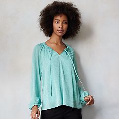 Women's LC Lauren Conrad Tie-Front Peasant Top, Size: Small, Lt