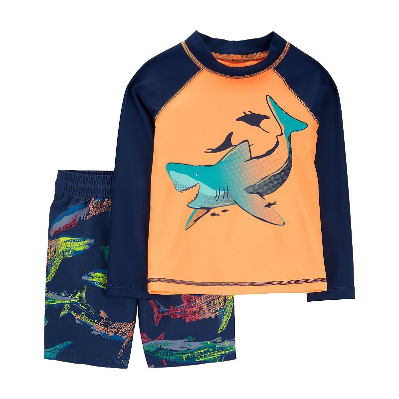 Baby Boy Carters Sharks Rash Guard Top & Shorts Swim Set, Infant Boys, Si