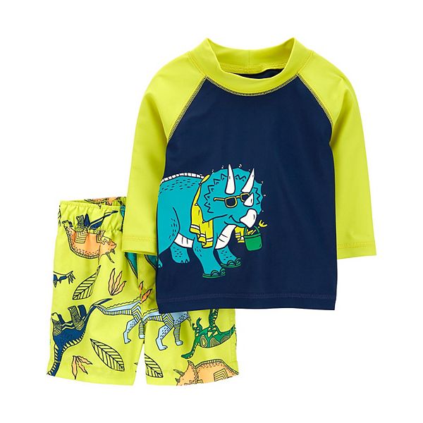 Baby Boy Carter's Dinosaur Rash Guard Top & Shorts Swim Set