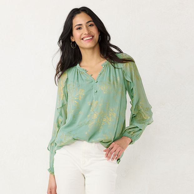 Women s LC Lauren Conrad Ruffle Peasant Blouse