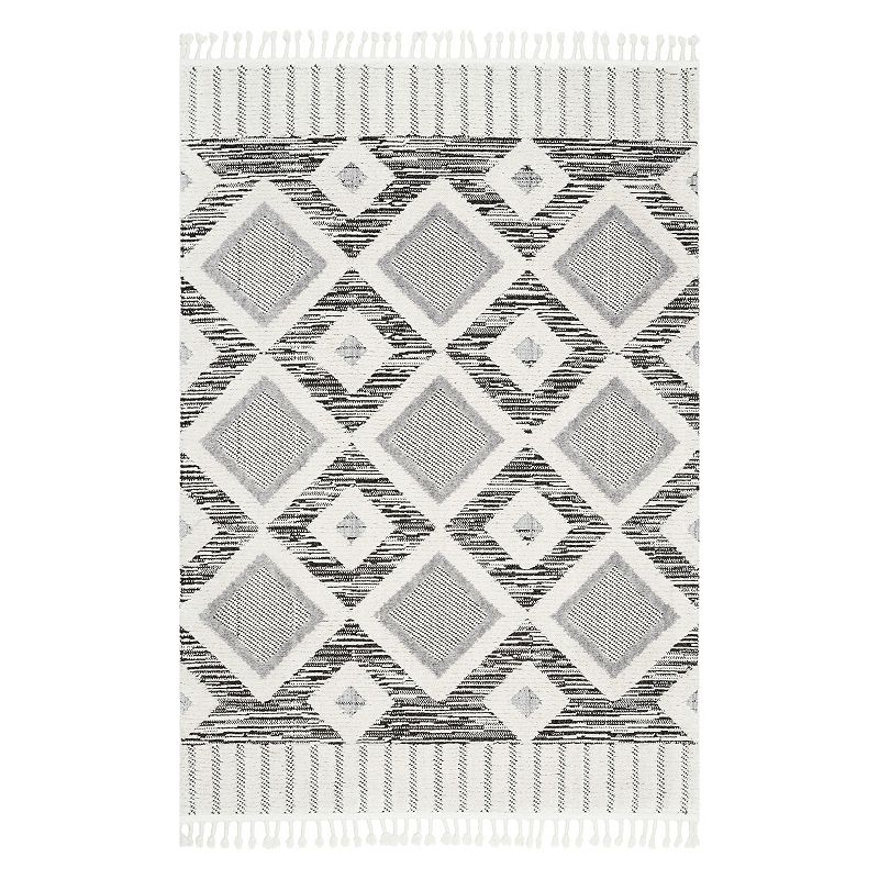 nuLOOM Journey Shaggy Checkered Tiles Area Rug, Grey, 10X15 Ft