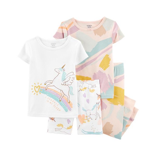 Toddler Girl Carter's 4-Piece Unicorns Pajama Set