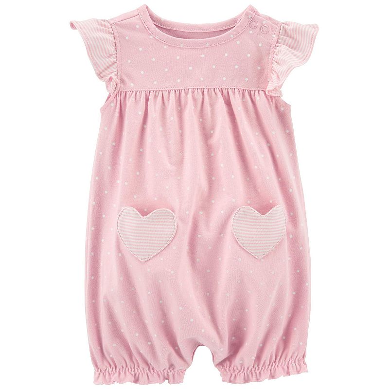 Baby Carters Heart Snap-Up Romper, Infant Unisex, Size: 12 Months, Pink