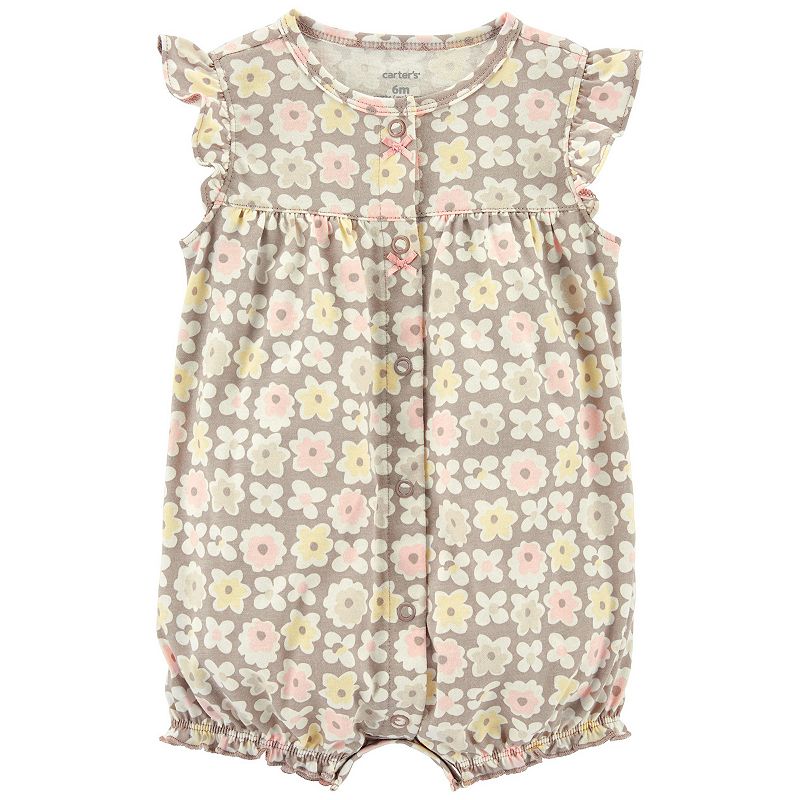 Baby Carters Floral Snap-Up Romper, Infant Unisex, Size: 12 Months, Brown 