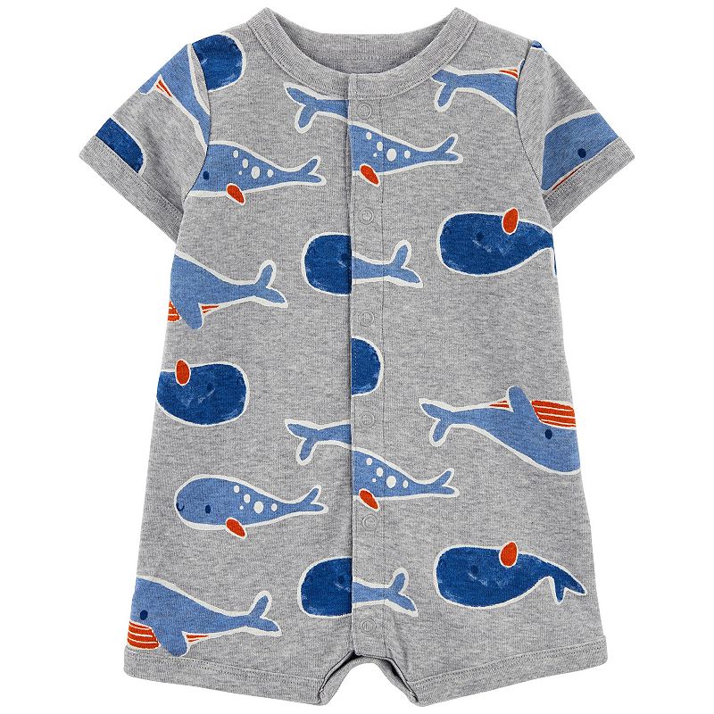Baby Carters Whale Snap-Up Romper, Infant Unisex, Size: 12 Months, Grey