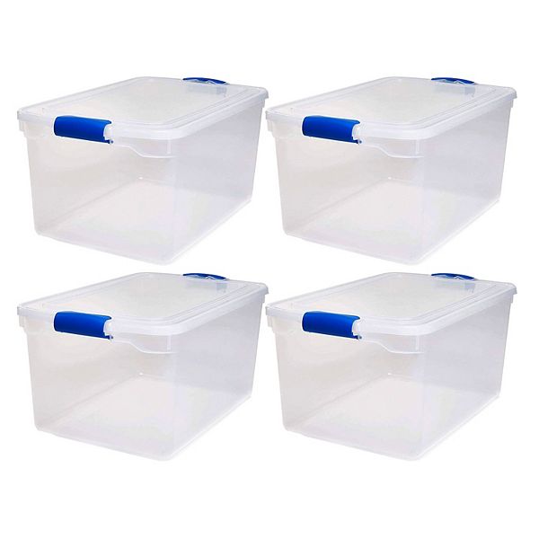 Homz 66quart Clear Plastic Stackable Storage Containers W/ Latch Lid