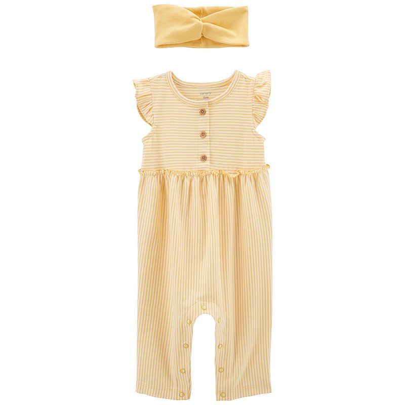 Baby Girl Carters 2-Piece Jumpsuit & Headwrap Set, Infant Girls, Size: Ne