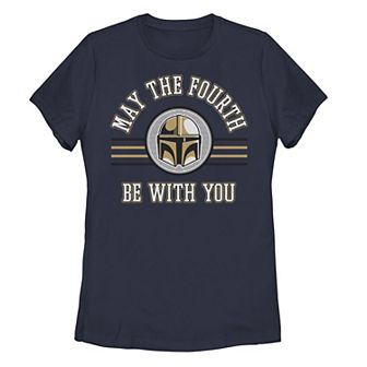 Juniors' Star Wars "May the Fourth Be With You" Helmet Logo Tee