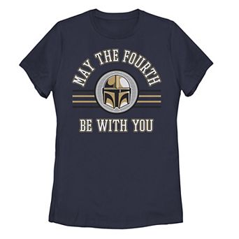 Juniors' Star Wars "May the Fourth Be With You" Helmet Logo Tee