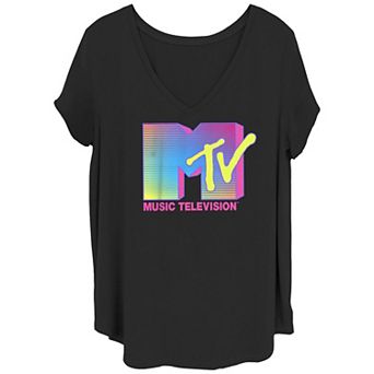 Juniors' Plus Size MTV Neon Glow Logo Tee