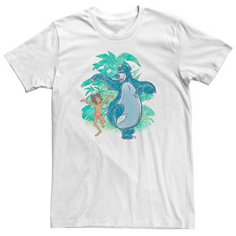 Big & Tall Disney The Jungle Book Sketch Of Mowgli And Baloo Dancing Tee