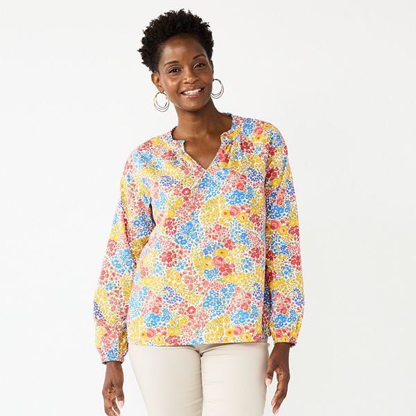 Women's Croft & Barrow® Raglan Cotton Popover Blouse