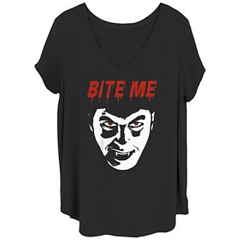 Juniors' Plus Size Universal Monsters Dracula "Bite Me" Portrait Tee