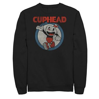 Big & Tall Cuphead Waving Circle Portrait Vintage Sweatshirt