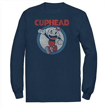 Big & Tall Cuphead Waving Circle Portrait Vintage Tee