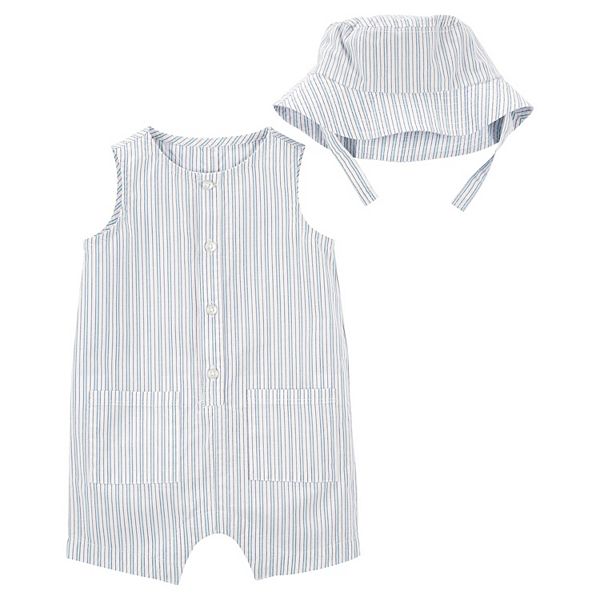 Baby Carter's 2Piece Striped Romper & Bucket Hat