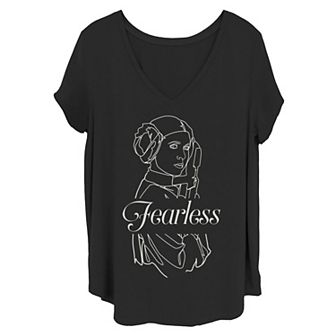 Juniors' Plus Size Star Wars Princess Leia Fearless Outline Tee
