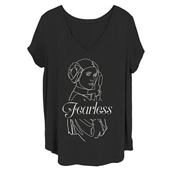 Juniors' Plus Size Star Wars Princess Leia Fearless Outline Tee