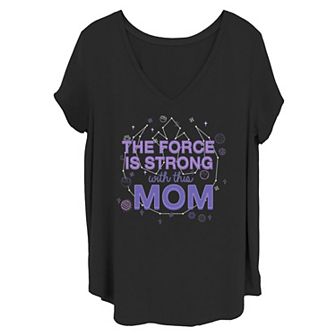 Juniors' Plus Size Star Wars "The Force Is Strong With This Mom" Rebel Logo Tee