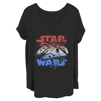 Juniors' Plus Size Star Wars Falcon July 4th Red White & Blue Tee