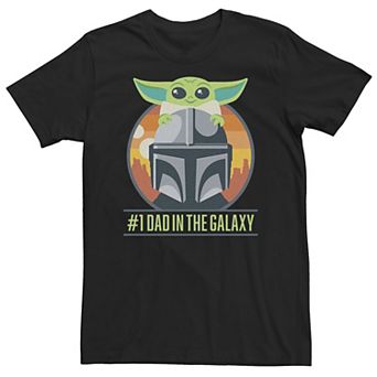 Big & Tall Star Wars The Mandalorian Cartoon Grogu And Mando Number 1 Dad In The Galaxy Tee