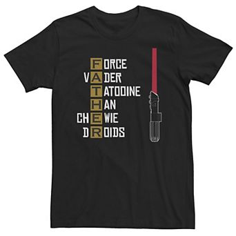 Big & Tall Star Wars Father Force Vader Tatooine Han Chewie Droids Tee