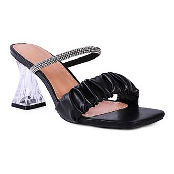 London Rag Date Look Women's Clear Heel Rhinestone Sandals