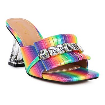 London Rag Fantasy Women's Clear Heel Jewel Sandals