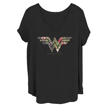 Juniors' Plus Size DC Comics Wonder Woman Tropical Logo Tee