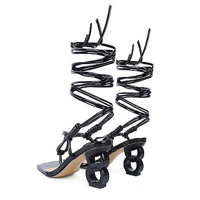 London Rag Cassino Women's Lace-Up Chain Heels