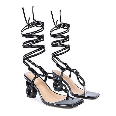 London Rag Cassino Women's Lace-Up Chain Heels