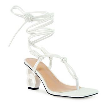 London Rag Cassino Women's Lace-Up Chain Heels