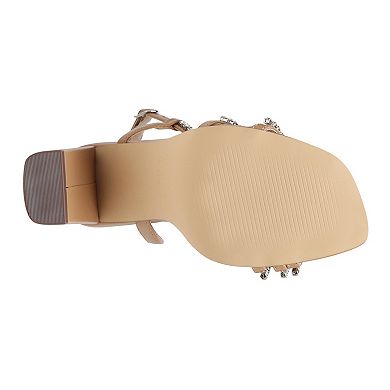 London Rag Horizon Women's Embellished Block Heel Sandals