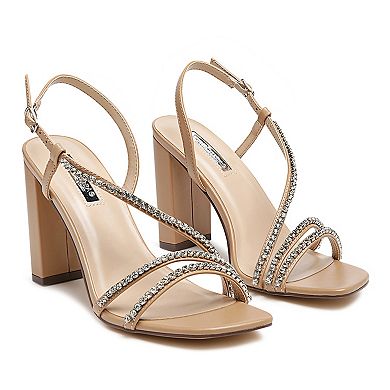 London Rag Horizon Women's Embellished Block Heel Sandals