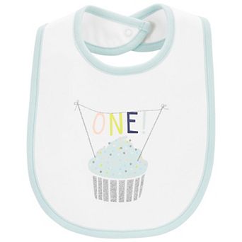 Baby Carter's First Birthday Cupcake Print Bib