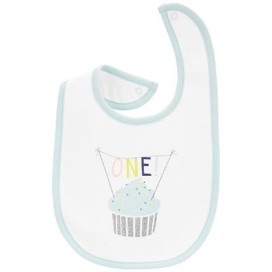 Baby Carter's First Birthday Cupcake Print Bib