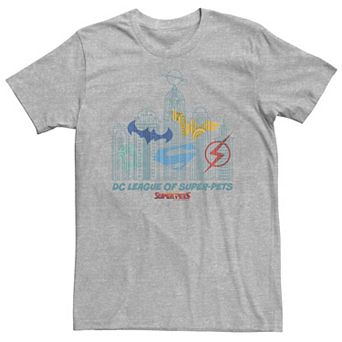 Big & Tall DC Comics Super Pets Superhero Skyline Logos Tee