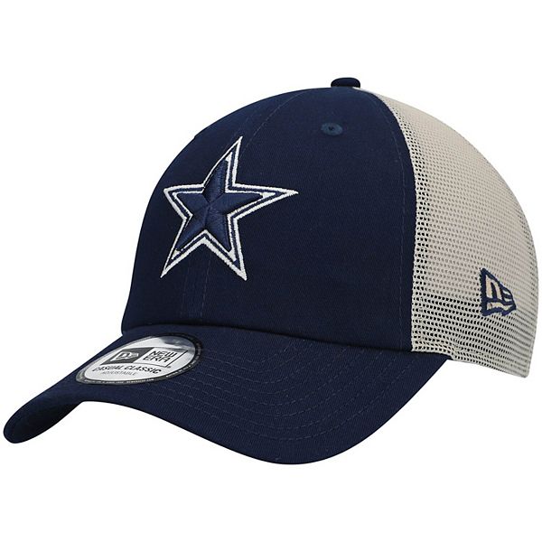 Men's New Era Navy/Natural Dallas Cowboys Flag Trucker 9TWENTY Snapback Hat