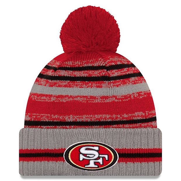 Men's New Era Gray San Francisco 49ers 2021 NFL Sideline Sport Pom Cuffed  Knit Hat