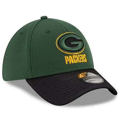Men's New Era Green/Black Green Bay Packers 2021 NFL Sideline Road 39THIRTY Flex Hat