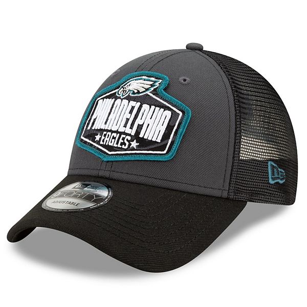 Philadelphia Eagles 2021 NFL Draft Trucker Hat  Black/ Grey Mesh Snapback  9Fifty Fitted Hat 