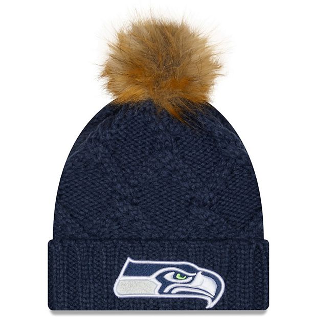 New Era Men's Seattle Seahawks Navy Cuffed Cheer Beanie