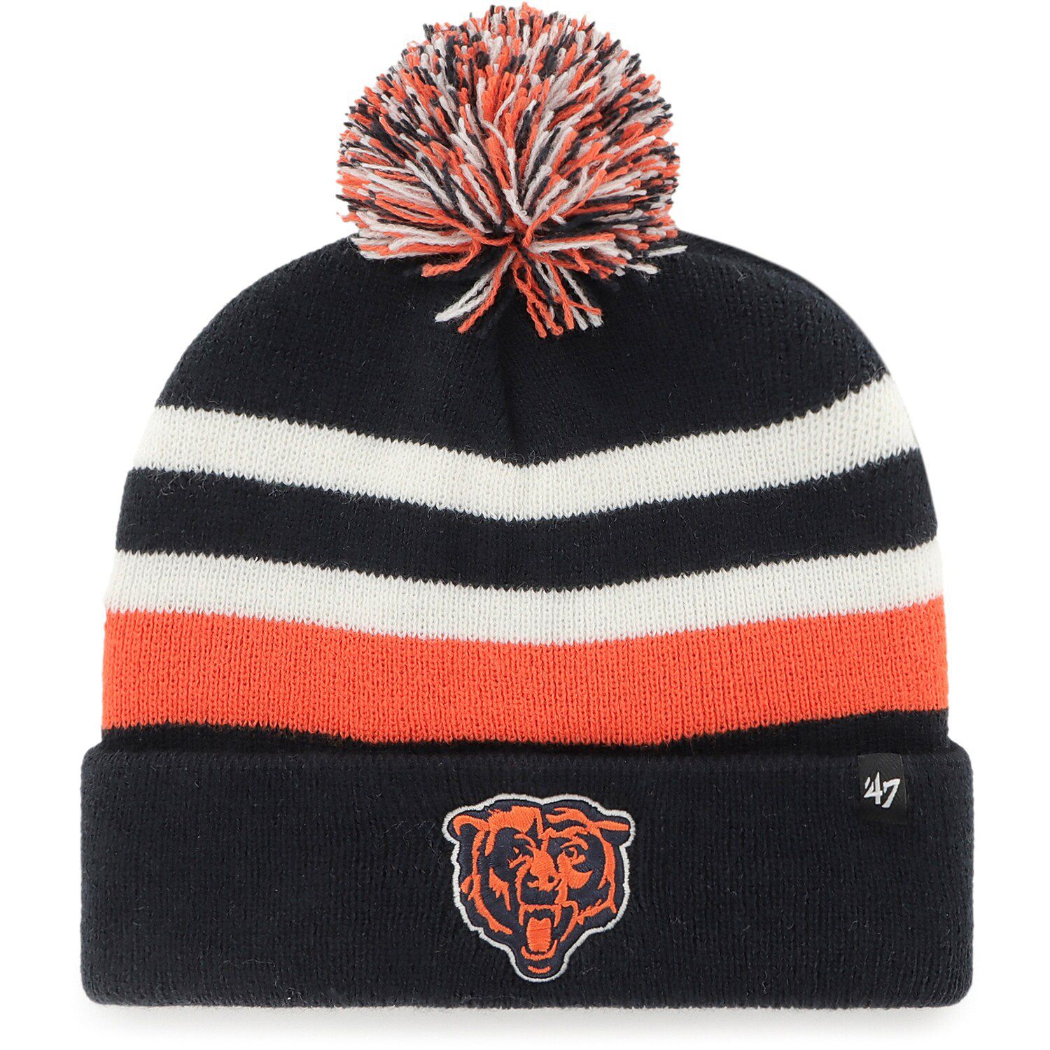 Men's Chicago Bears New Era Navy/Orange 2021 NFL Sideline Sport Official Pom Cuffed Knit Hat