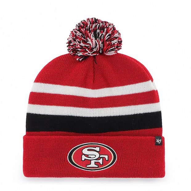 Men's '47 Scarlet San Francisco 49ers State Line Cuffed Knit Hat with Pom