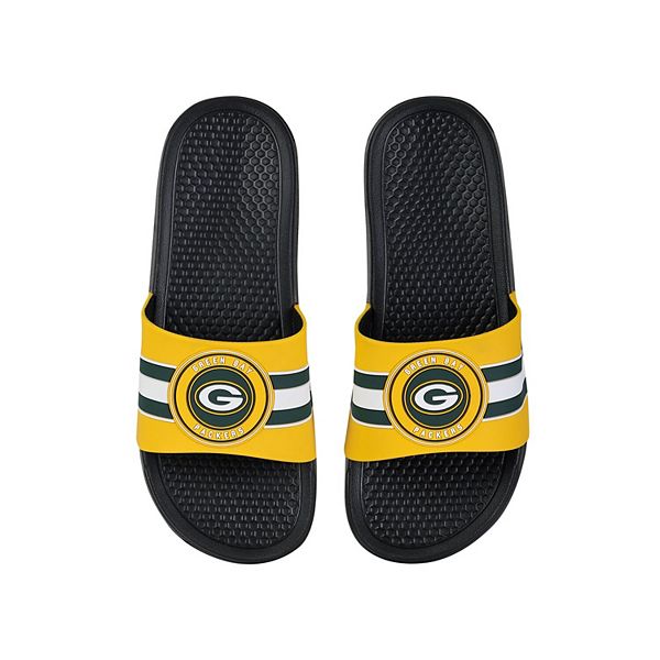 FOCO Green Bay Packers Stripe Raised Slide Sandals