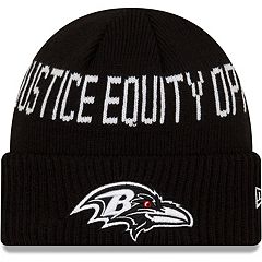 Men's New Era Black/Purple Baltimore Ravens 2021 NFL Sideline Sport  Official Pom Cuffed Knit Hat