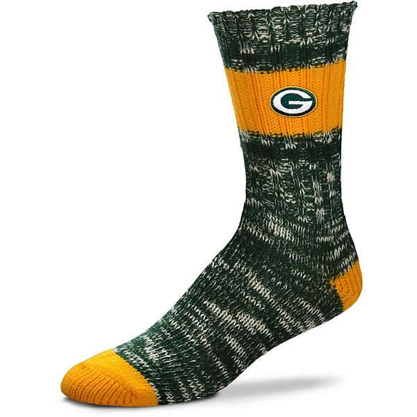 Women's For Bare Feet Green Bay Packers Alpine Stripes Crew Socks
