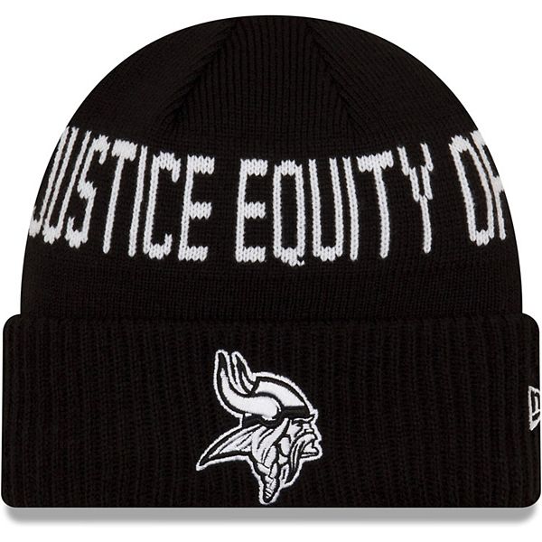 Men's New Era Black Minnesota Vikings Team Social Justice Cuffed Knit Hat